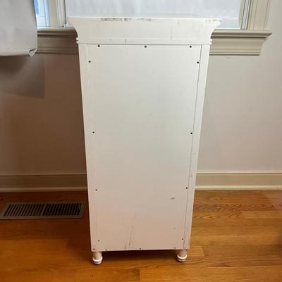 M271 GLass Door White Side Cabinet With Two Adjustable Shelves