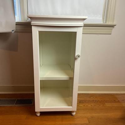 M271 GLass Door White Side Cabinet With Two Adjustable Shelves