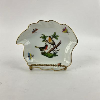D277 Herend Rothschild Bird Vase, Pot Dish & Leaf Dish