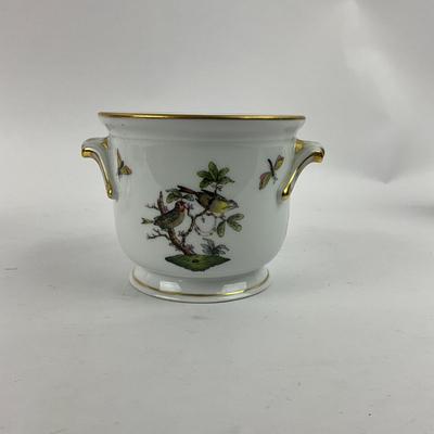 D277 Herend Rothschild Bird Vase, Pot Dish & Leaf Dish