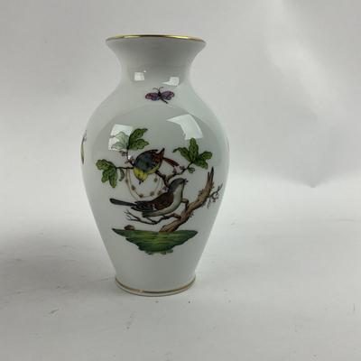 D277 Herend Rothschild Bird Vase, Pot Dish & Leaf Dish