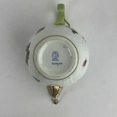 D278 Herend Rothschild Bird Small Teapot With Two Demitasse Cups With Matching Saucers