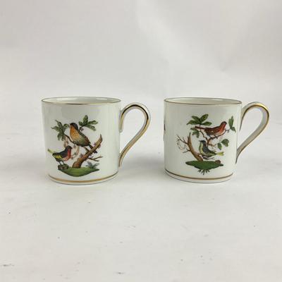 D278 Herend Rothschild Bird Small Teapot With Two Demitasse Cups With Matching Saucers