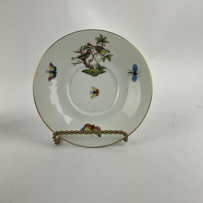 D278 Herend Rothschild Bird Small Teapot With Two Demitasse Cups With Matching Saucers