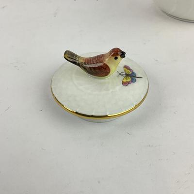 D278 Herend Rothschild Bird Small Teapot With Two Demitasse Cups With Matching Saucers