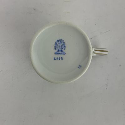 D278 Herend Rothschild Bird Small Teapot With Two Demitasse Cups With Matching Saucers