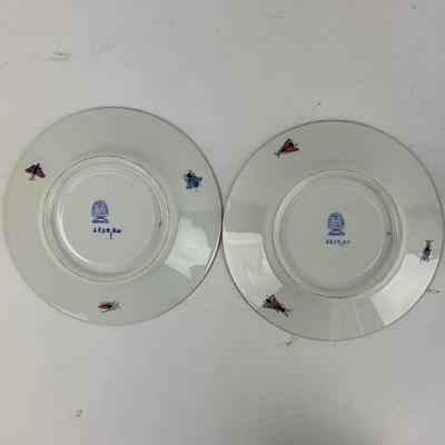 D278 Herend Rothschild Bird Small Teapot With Two Demitasse Cups With Matching Saucers