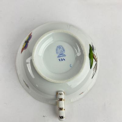 D279 Herend Rothschild Bird Four Teacups & Four Saucers