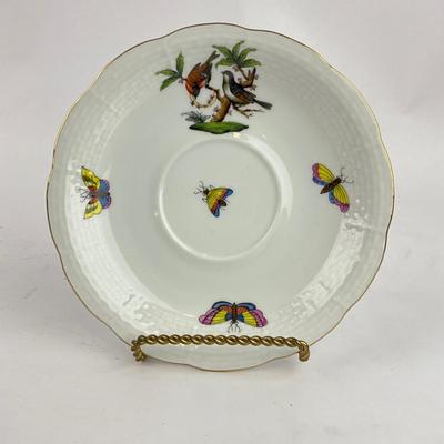 D280 Herend Rothschild Bird Four Teacups & Four Saucers