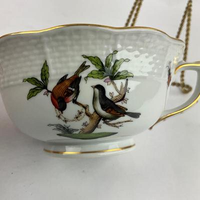 D280 Herend Rothschild Bird Four Teacups & Four Saucers