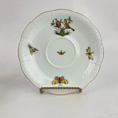 D281 Herend Rothschild Bird Four Teacups & Four Saucers