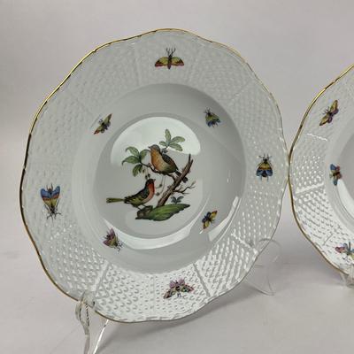 D283 Herend Rothschild Bird Rimmed Soup Plates