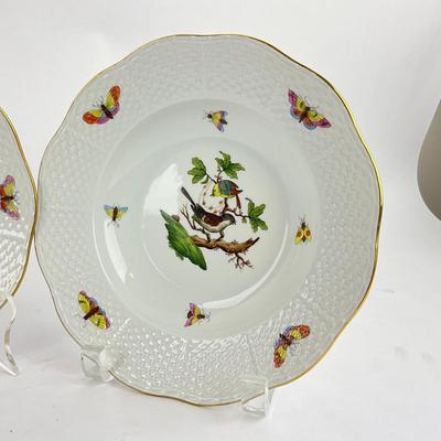 D283 Herend Rothschild Bird Rimmed Soup Plates
