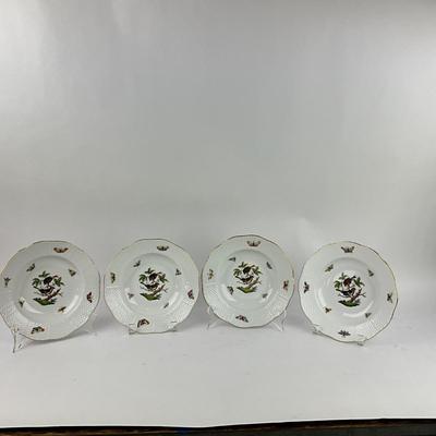 D284 Herend Rothschild Bird Rimmed Soup Plates