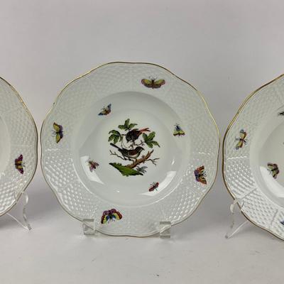 D284 Herend Rothschild Bird Rimmed Soup Plates