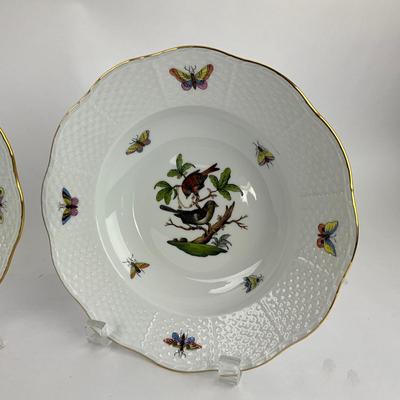 D284 Herend Rothschild Bird Rimmed Soup Plates