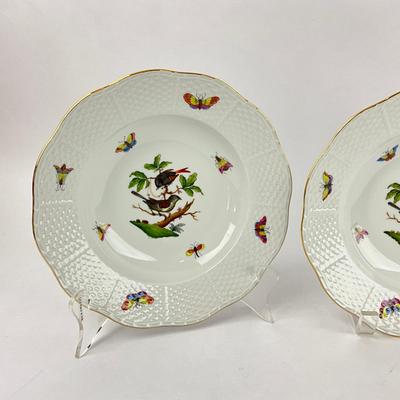 D284 Herend Rothschild Bird Rimmed Soup Plates