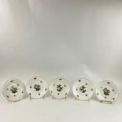 D285 Five Herend Rothschild Bird Bread & Butter Plates