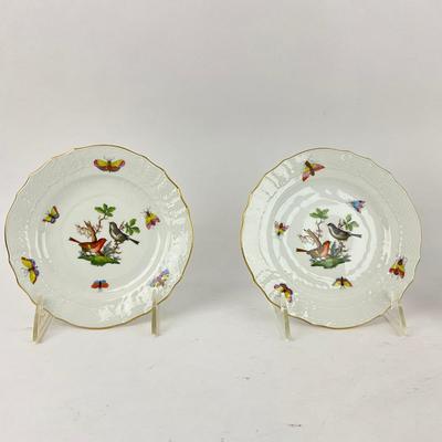 D287 Four Herend Rothschild Bird Bread & Butter Plates