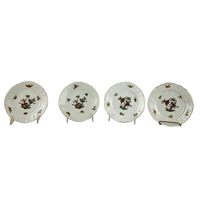 D287 Four Herend Rothschild Bird Bread & Butter Plates