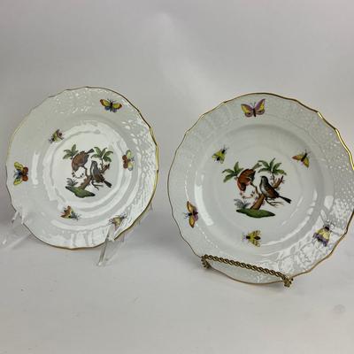 D287 Four Herend Rothschild Bird Bread & Butter Plates
