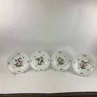 D292 Four Herend Rothschild Bird Dessert Plates