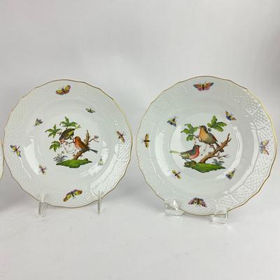 D293 Four Herend Rothschild Bird Dessert Plates