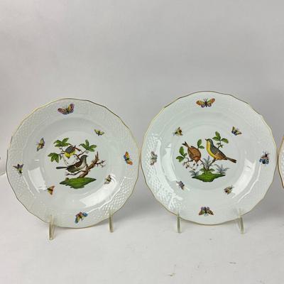 D293 Four Herend Rothschild Bird Dessert Plates