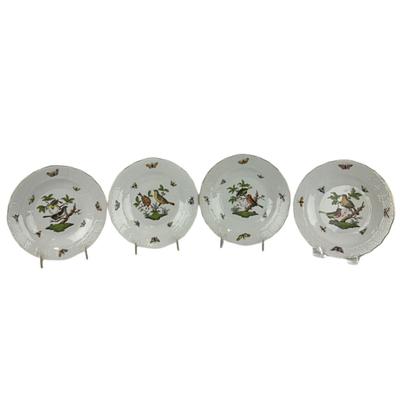 D293 Four Herend Rothschild Bird Dessert Plates