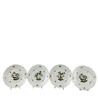 D295 Four Herend Rothschild Bird Dinner Plates
