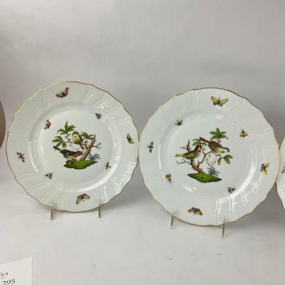 D295 Four Herend Rothschild Bird Dinner Plates