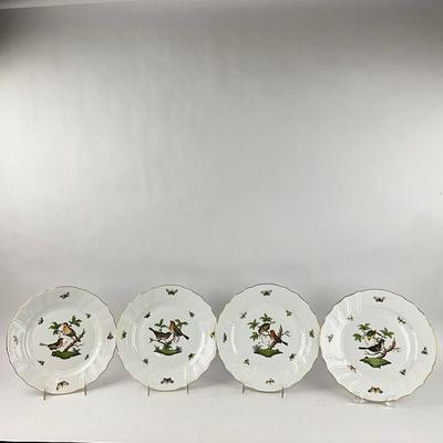 D296 Four Herend Rothschild Bird Dinner Plates