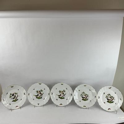 D297 Five Herend Rothschild Bird Dinner Plates