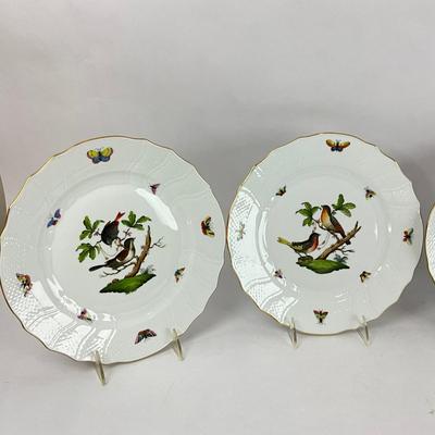 D297 Five Herend Rothschild Bird Dinner Plates