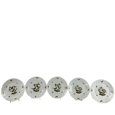 D297 Five Herend Rothschild Bird Dinner Plates