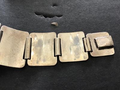 850. Silver Onyx Turquoise Vintage panel Bracelet. Vintage