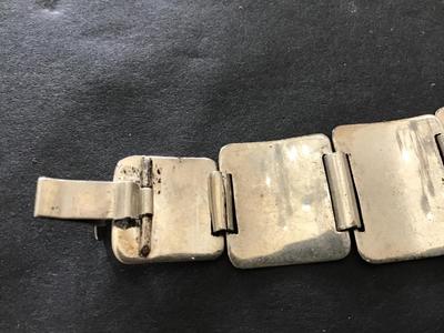 850. Silver Onyx Turquoise Vintage panel Bracelet. Vintage