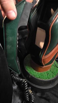 Vintage Golf Bag Landline Telephone – 1980s Novelty Sports Decor in Brown & Green Faux Leather (Perfect Condition)