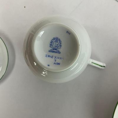 D300 Herend Hungary Handpainted Forest Animals Tea/Coffee Cups & Saucers With Lidded Cup