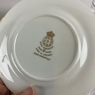 D302 46pc Set of Royal Worcester Bone China & 12pc set of Crystal Stemware