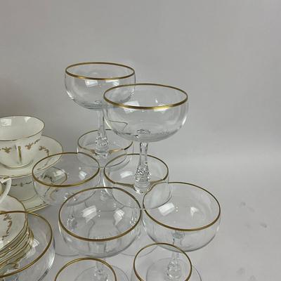 D302 46pc Set of Royal Worcester Bone China & 12pc set of Crystal Stemware