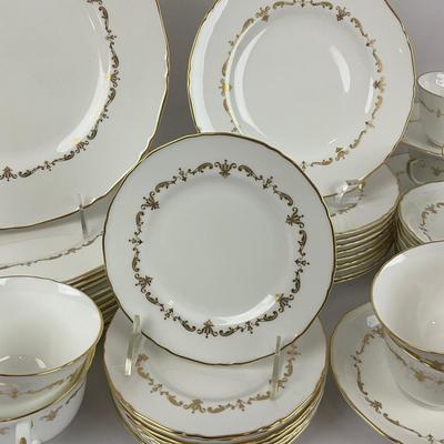 D302 46pc Set of Royal Worcester Bone China & 12pc set of Crystal Stemware