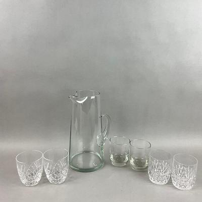 K337 Large Glass Water Pitcher With Sets Of Two Tumblers