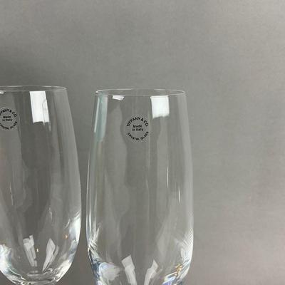 K342 Tiffany & Co. Crystal Champagne Flutes & Wedding Book