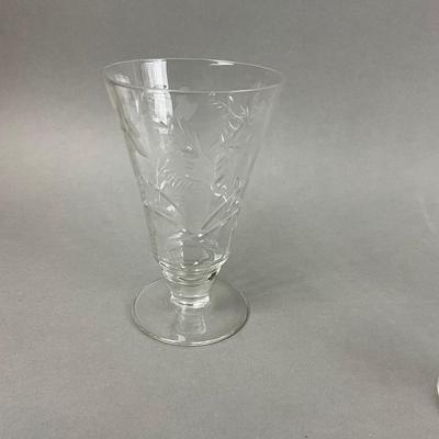 K344 Vintage Etched Crystal Glass Set "Cranston" By Rock Sharpe