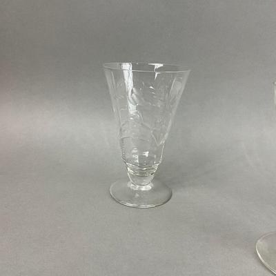K344 Vintage Etched Crystal Glass Set "Cranston" By Rock Sharpe