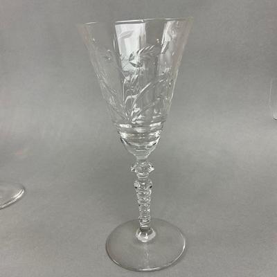K344 Vintage Etched Crystal Glass Set "Cranston" By Rock Sharpe