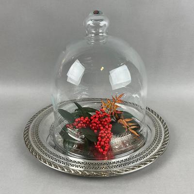 L345 Glass Cloche With Silver Plated Tray