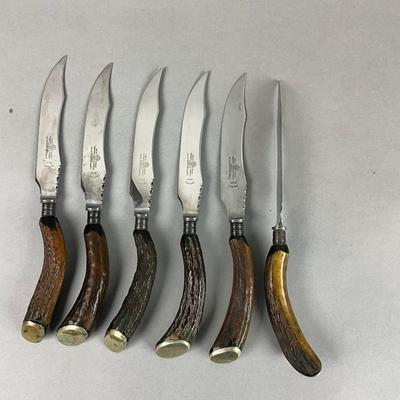 S347 Harrison Bros & Howson Antler Handled Steak Knives