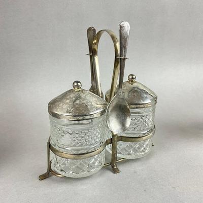 S348 Silver Plated Glass Condiment Set